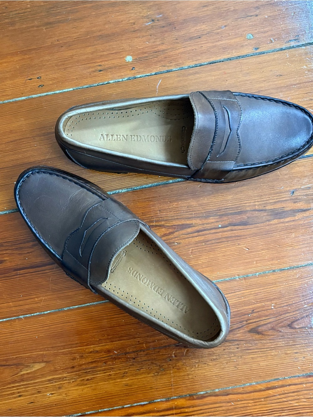 💥Allen Edmonds Cavanaugh Coffee Leather Penny Loafers Men’s 10 E Wide❤️